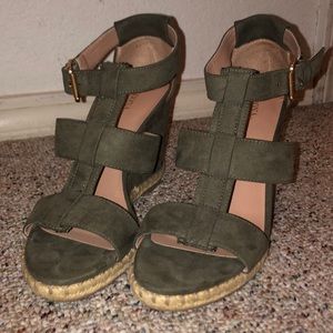Army Green suede Wedge Heels